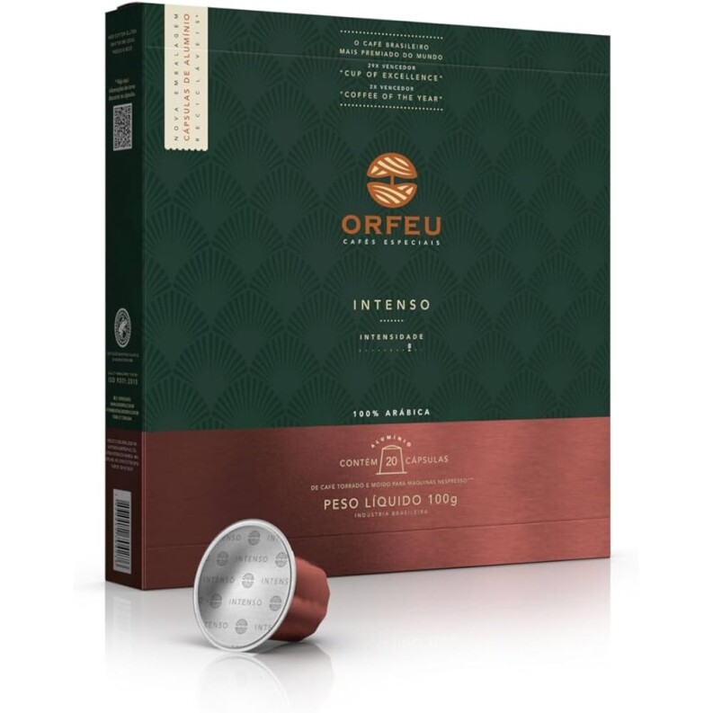 Cápsulas de Café Orfeu Intenso Compatível com Nespresso - 20 Unidades