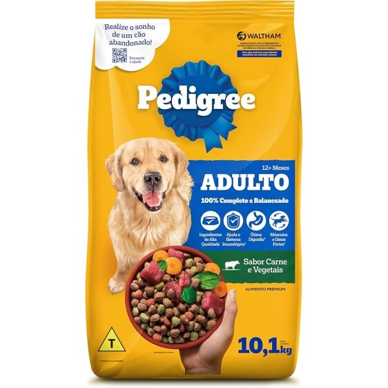 Ração Pedigree Carne E Vegetais Para Cães Adultos Raças Médias E Grandes 10.1 Kg