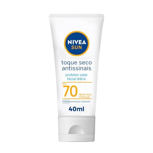 NIVEA SUN Protetor Solar Facial Toque Seco Antissinais FPS 70 40ml - Com muito alta proteção contra raios UVA/UVB, controla o brilho