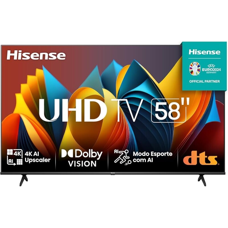 Hisense Smart TV UHD 4K DLED 58" Polegadas 58A6K com HDR10+ Dolby Vision Game Mode Controle por Voz Alexa Built-In AirPl