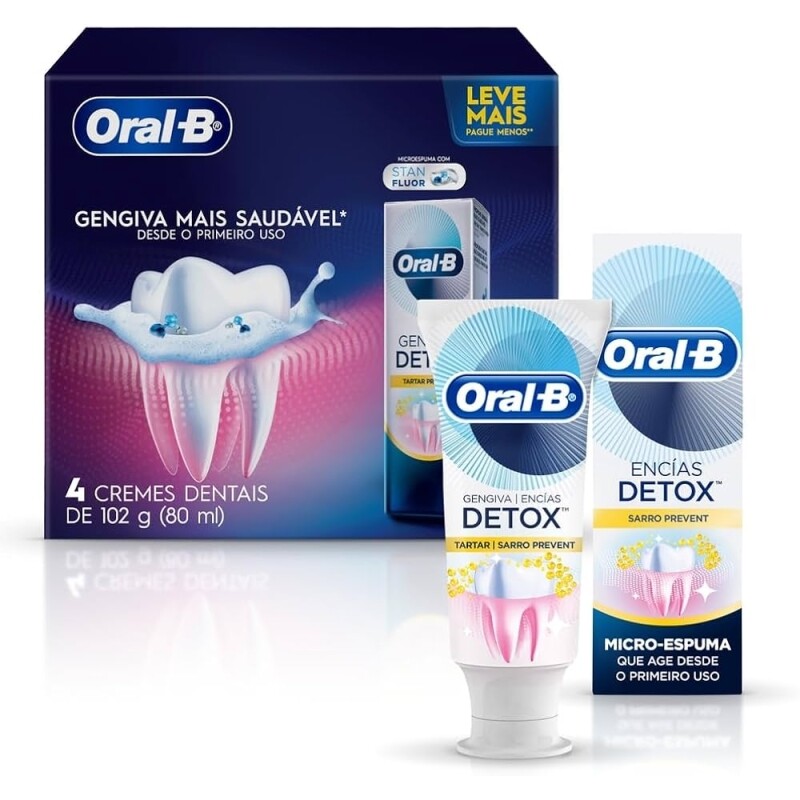 Pasta de Dente Oral-B Gengiva Detox 102g - 4 Unidades