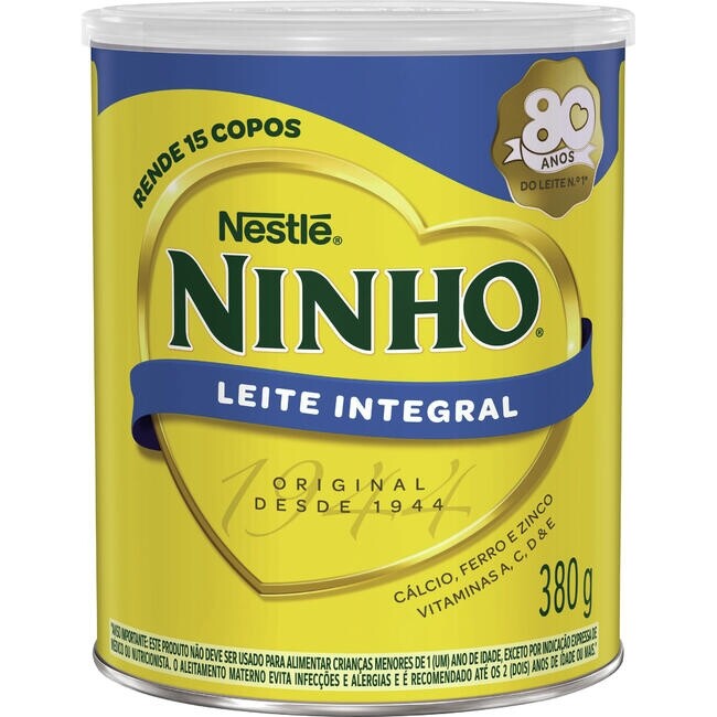 Leite em Pó Ninho Integral Lata com 380g
