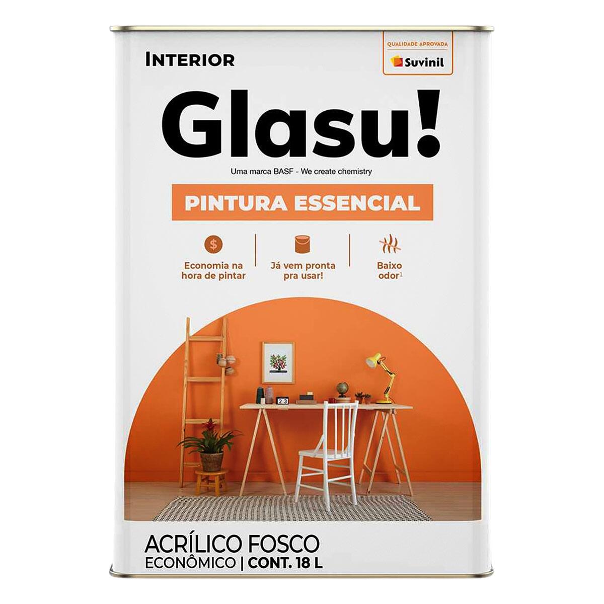 Tinta Acrílica Glasu Essencial Fosco Branco 18L Da Suvinil