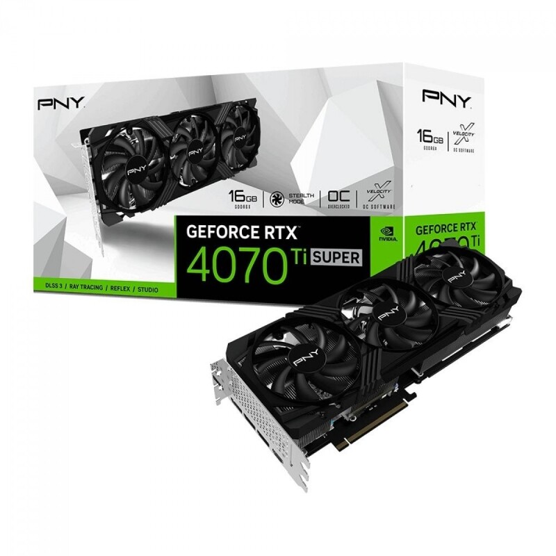 Placa de Vídeo PNY NVIDIA GeForce RTX 4070 Ti Super OC Verto 16GB GDDR6X DLSS Ray Tracing - VCG4070TS16TFXPB1-O