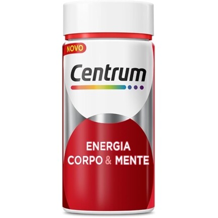 Centrum Suplemento Multivitamínico Energia Corpo e Mente com Cafeína Vitamina B12 Vitamina B6 e Magnésio 60 Cápsulas