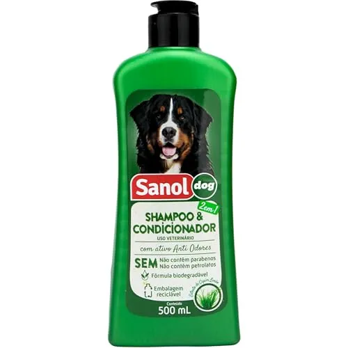 Sanol Dog Shampoo E Condicionador De Pêlos Para Cães 500 Ml Verde