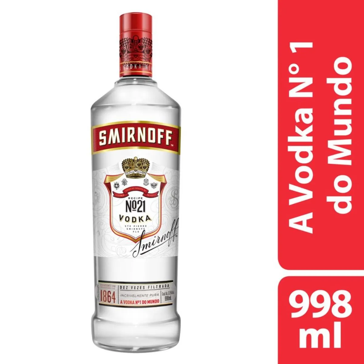 Vodka Destilada Smirnoff Garrafa 998ml