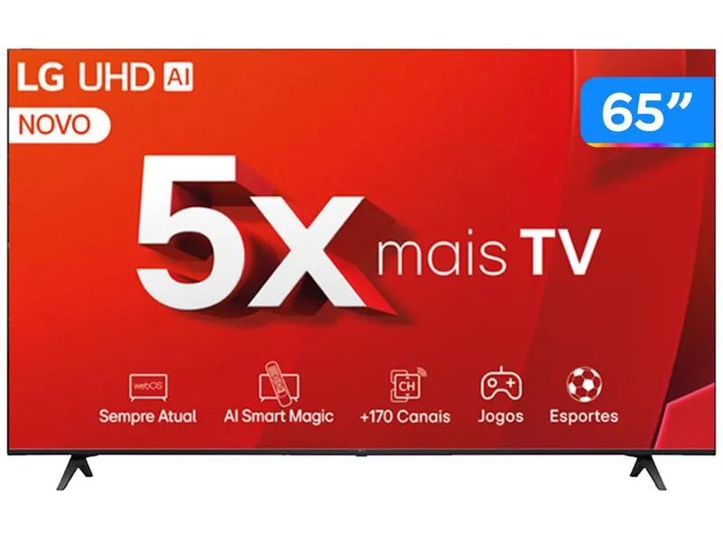 Smart TV 65 4K LG Ultra HD 65UT8050 com Processador a5 Ger7 AI, Alexa/Chromecast integrado, Otimizador de Jogos, webOS 24 e Controle Smart Magic