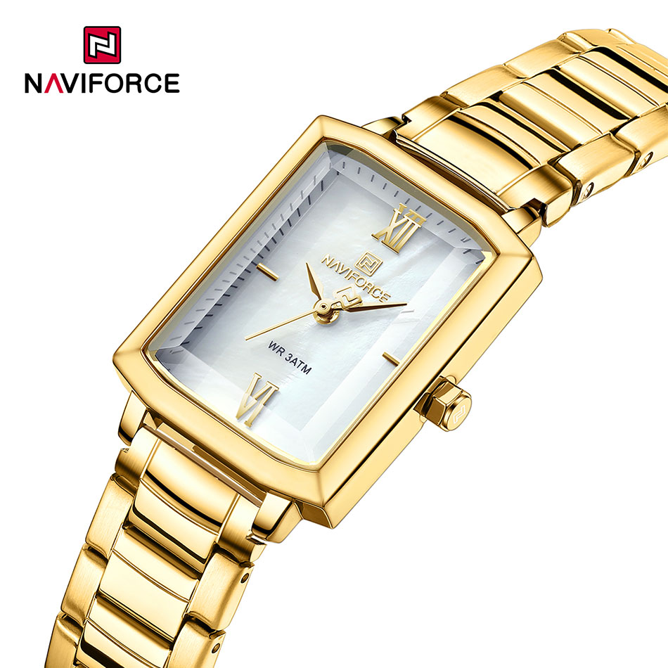 Relógio Naviforce Feminino Gold Stainless Steel Strap Luxury