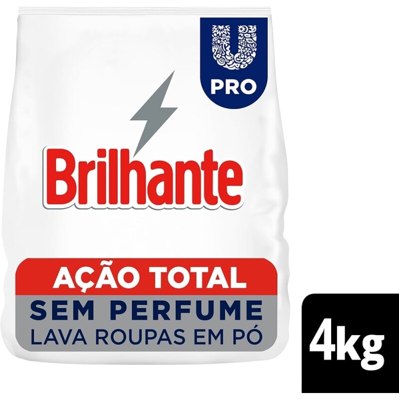 Detergente em Pó Brilhante Sem Perfume 4kg