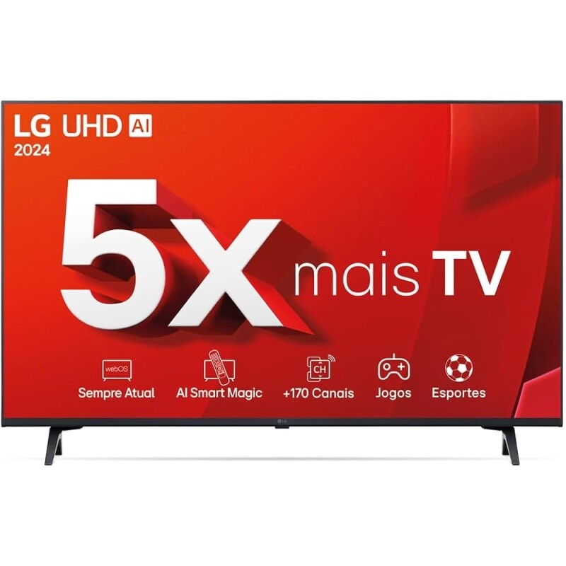 Smart TV 4K 43" LG UHD 43UT8000 Processador 5 Ger7 AI Alexa/Chromecast integrado Otimizador de Jogos webOS 24 compatí