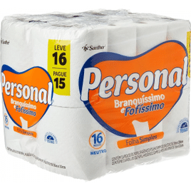 Personal Papel Higiênico Branquíssimo & Fofíssimo Folha Simples Leve 16 Pague 15 Rolos De 30 M