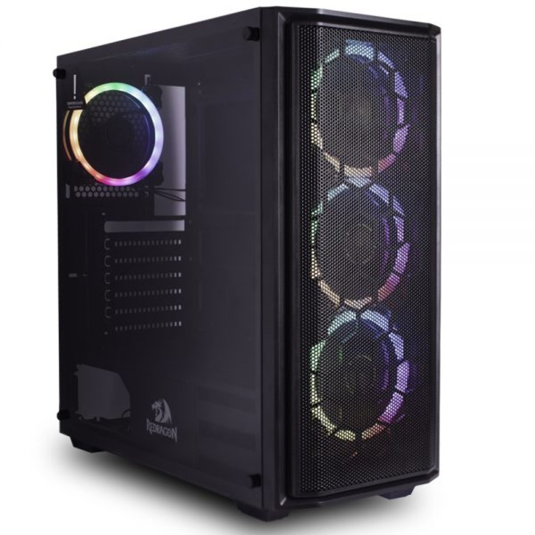 [Open Box] Gabinete Gamer Redragon Ramhorn, Mid Tower, S-Fan, Vidro Temperado, Black, S-fonte