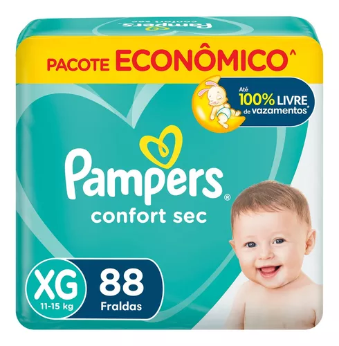 Fraldas Descartáveis Pampers Confort Sec Tam XG - 88 Unidades