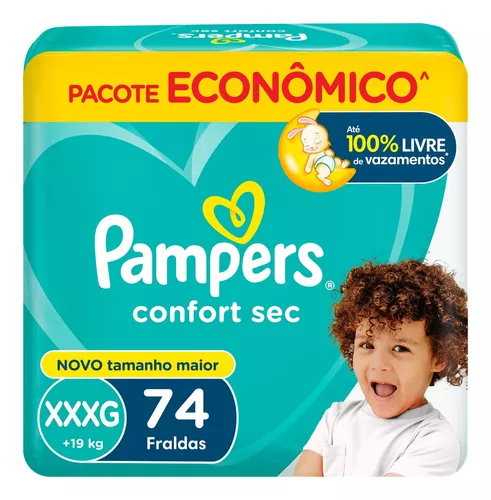 2 Pacotes Fralda Pampers Confort Sec XXXG - 74 Unidades Cada