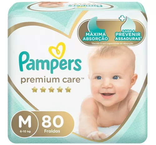 Fraldas Descartáveis Pampers Premium Care Tam M - 80 Unidades