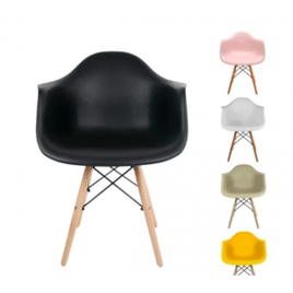 Cadeira Eames Com Braço Arm DSW Base em Madeira Sala Jantar