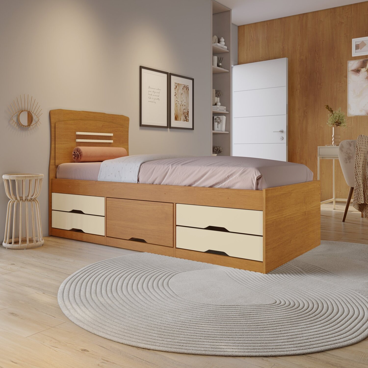 Cama Solteiro 5 Gavetas para Quarto