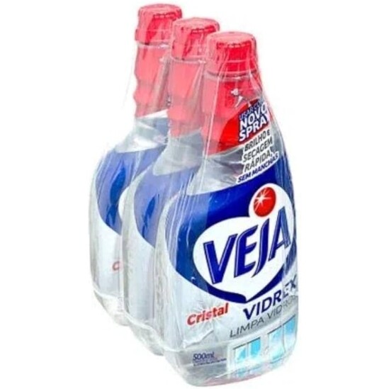 Limpa Vidros Veja Cristal Vidrex 500ml - 3 Unidades