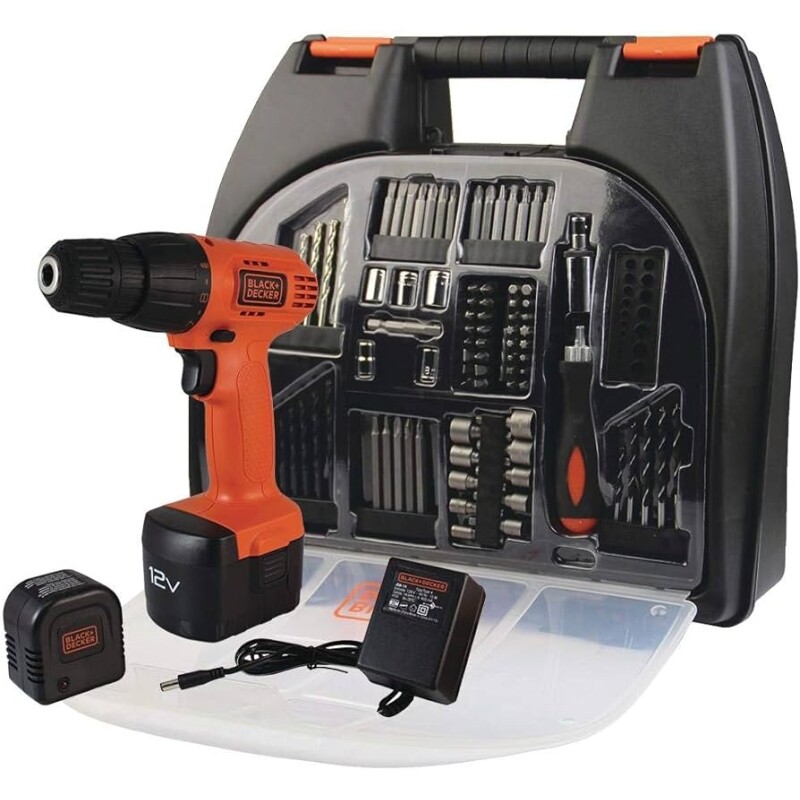 Black Decker Furadeira e Parafusadeira Kit Parafusadeira Maleta e Carregador Bivolt Modelo 1K100 12V