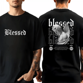 Camiseta Oversized Estampa Blessed Street Masculina Algodão Premium