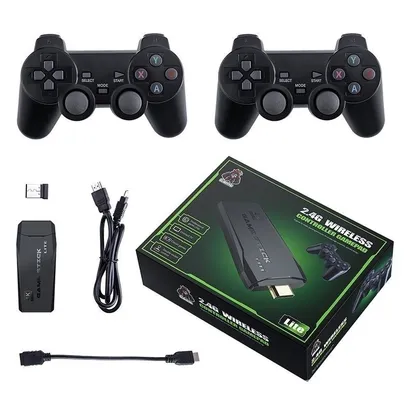 Videogame Stick 10mil 2 Controles Sem Fio Console Portatil Jogos Retro Antigo SU