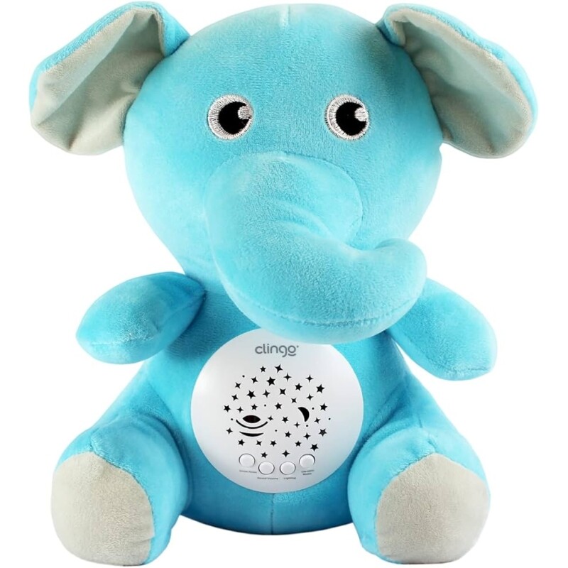 Clingo Pelucia Elefante Musical E Luz Azul