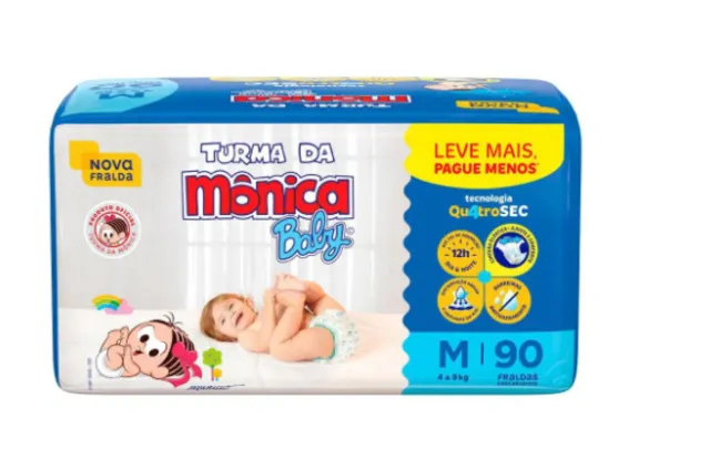 Fralda Turma da Mônica - M - 90 unidades