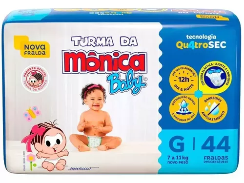 Fralda Turma Da Mônica Baby G - 44 Unidades