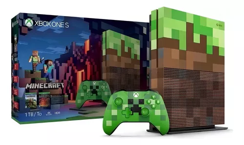 Microsoft Xbox One S 1TB Minecraft Limited Edition cor verde y marron