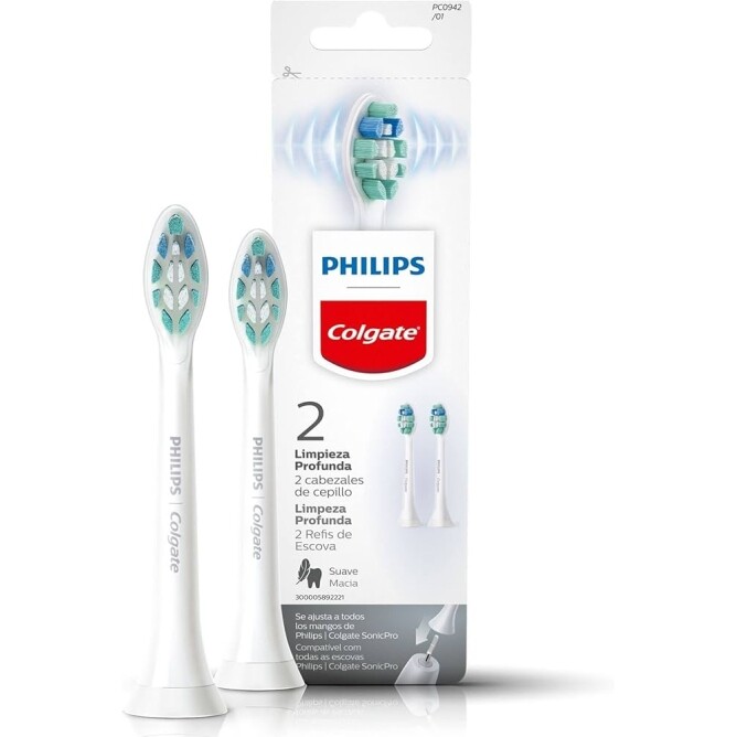 2 Unidades Refil De Escova Elétrica Colgate Philips Limpeza Profunda