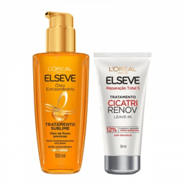 Kit Leave-in de Tratamento Cicatri Renov 50ml + Óleo Extraordinário Elseve LÓreal Paris