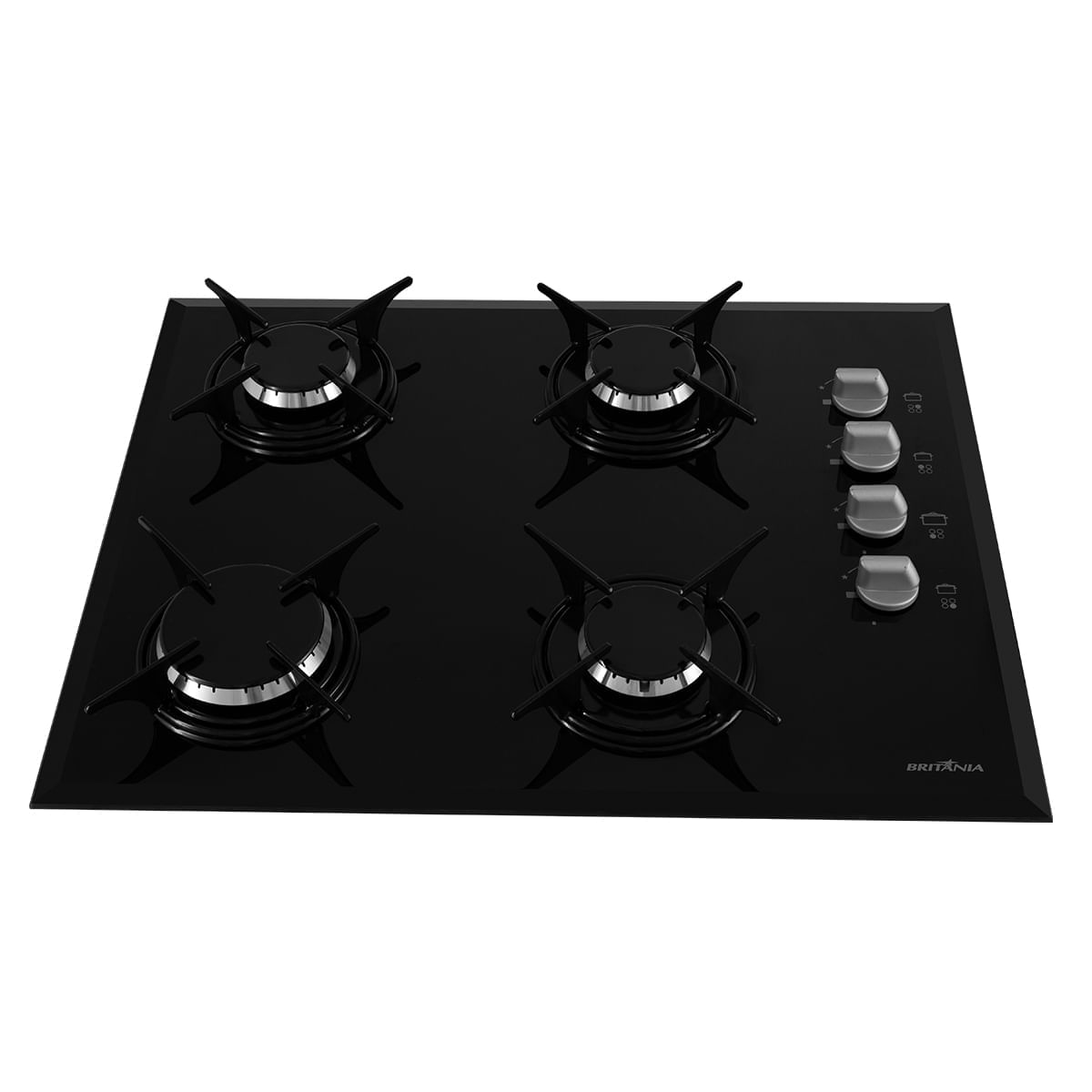 Cooktop Britânia BCT4P 4 bocas Vidro Bisotê