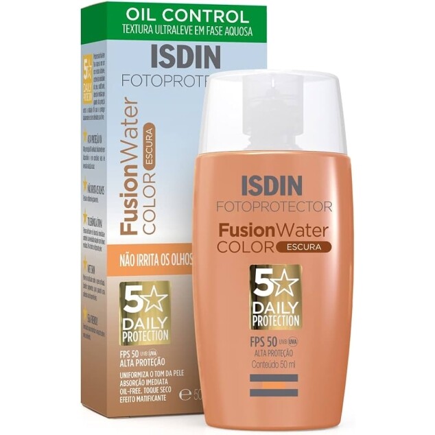 ISDIN Protetor Solar Facial Fusion Water 5 Stars Color Fps 50 Cor Escura