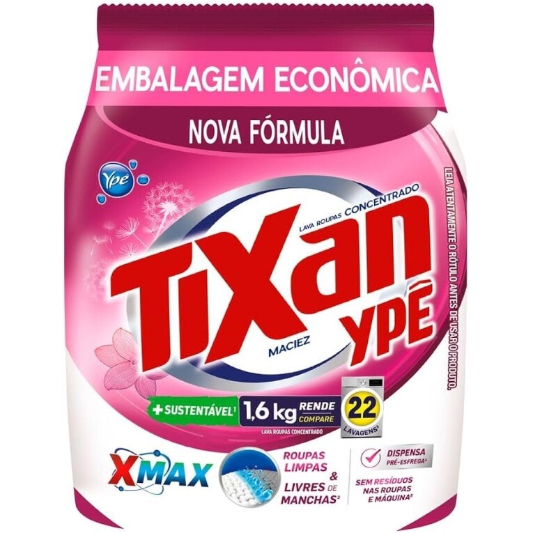 Ypê Lava Roupas em Pó Tixan Maciez Sachê 16Kg