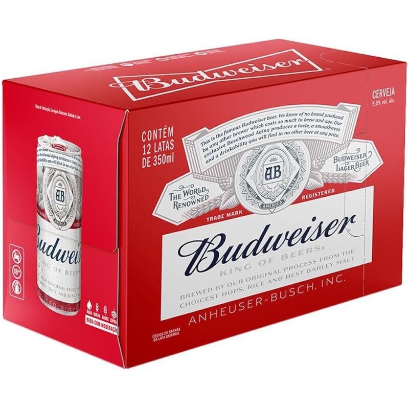 Pack Cerveja Budweiser American Lager Sleek 350ML - 12 Unidades