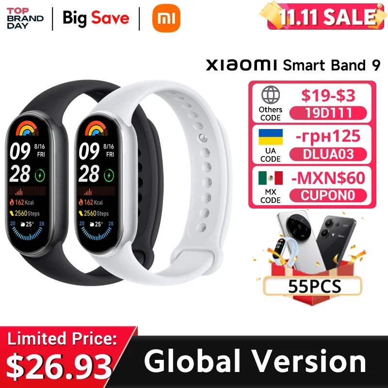 [Com taxa] Versão global Xiaomi Smart Band 9 Tela AMOLED de 1,62