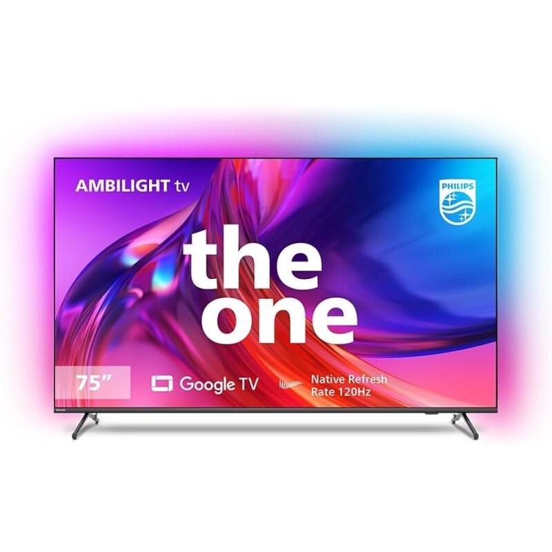 Smart TV 75" 4K 120 Hz Philips THE ONE 75PUG8808/78 Google TV Ambilight P5 DTS Play-Fi Freesync Dolby Vision Atmos 50W R