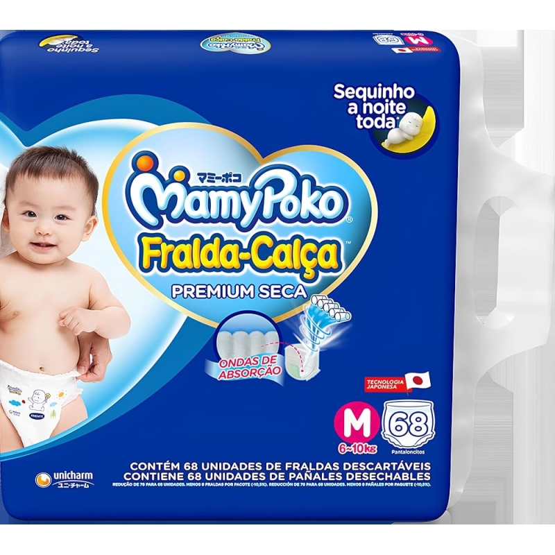 MamyPoko Fralda-Calça Premium Seca M 68 Unidades