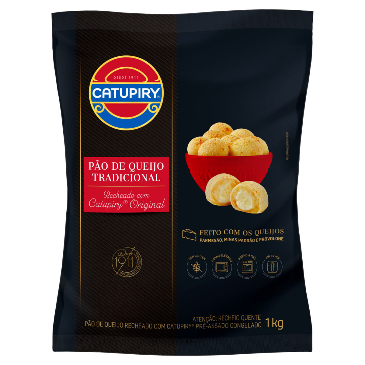 Pão de Queijo Congelado Tradicional Recheio Catupiry 1kg