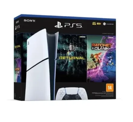 Console PlayStation 5 Slim Sony, SSD 1TB, Edição Digital, Com Controle Sem Fio DualSense, Branco + 2 Jogos Digitais - 1000038914