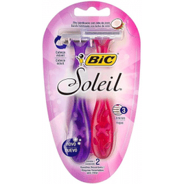 BIC Aparelho De Depilar Soleil Rosa E Roxo Com Fita Lubrificante De Óleo De Coco 919463 2 Unidades