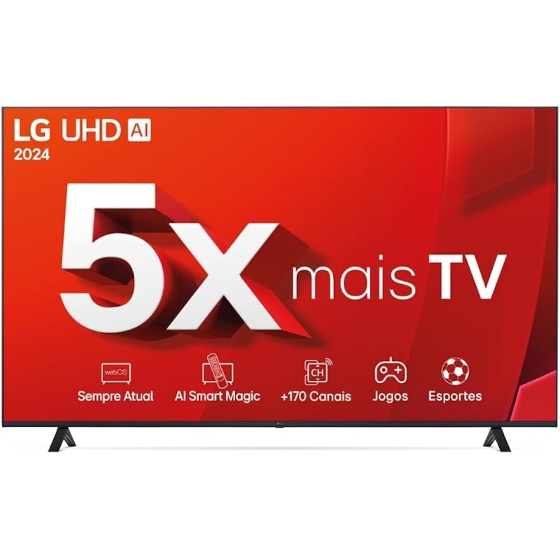 Smart TV 4K 70" LG UHD 70UT8050 Processador 5 Ger7 AI Alexa/Chromecast integrado Otimizador de Jogos webOS 24 Controle