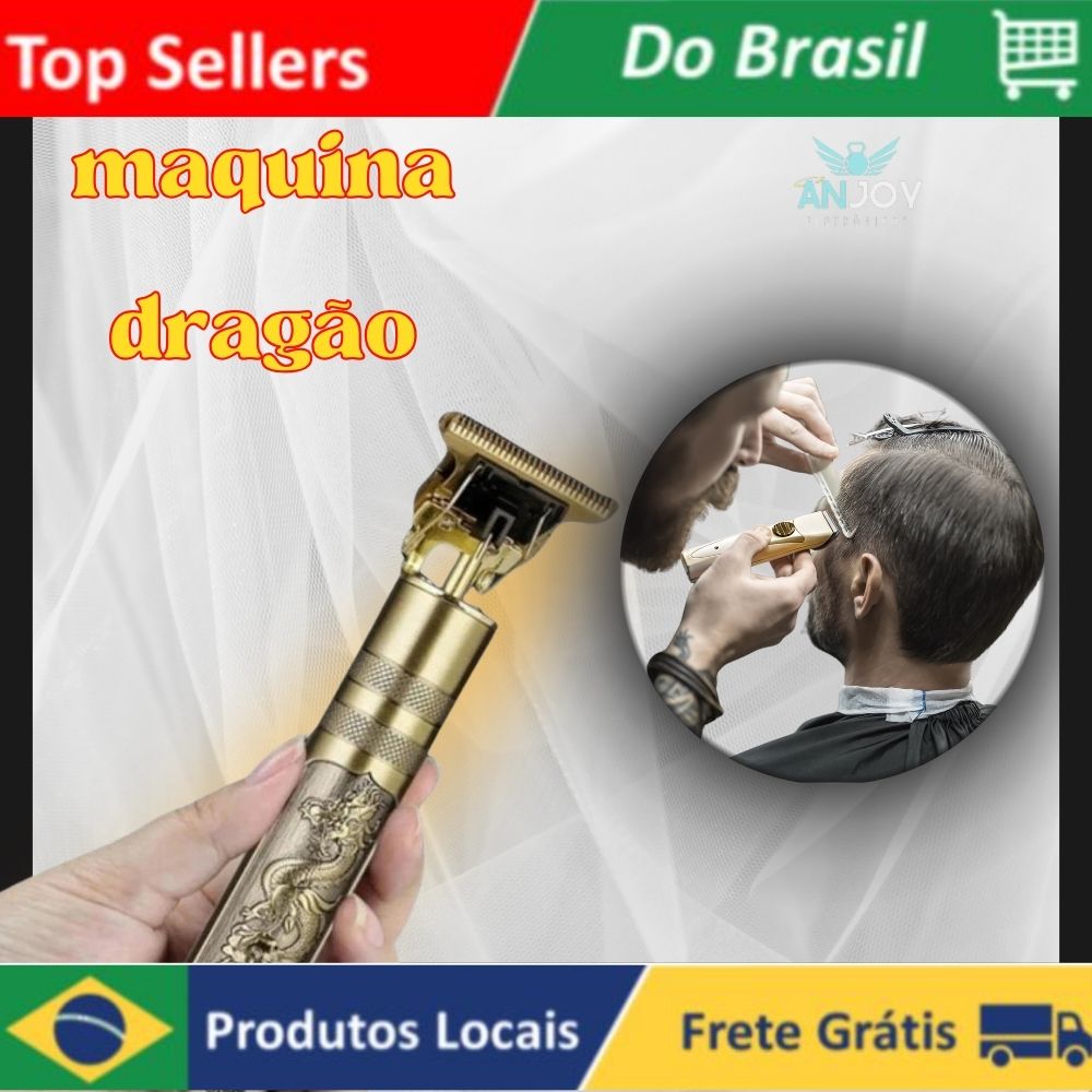 [R$10,38 Moedas/BR] Barbeador Elétrico Profissional Dragão - Máquina de Corte com Bateria Recarregável e Aparador para Barba