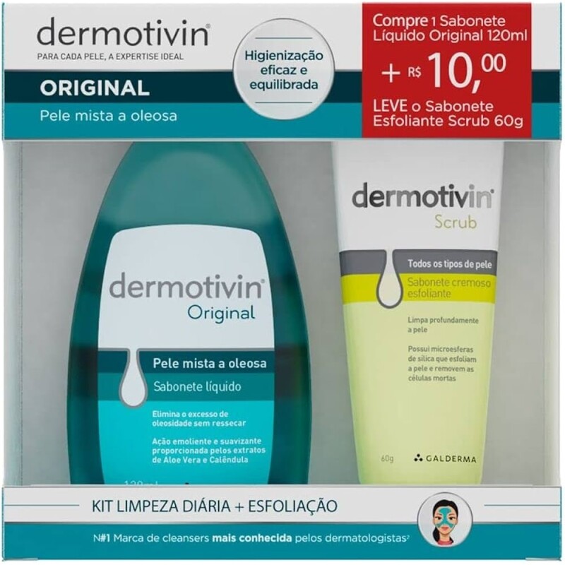 Kit Limpeza Diaria Dermotivin Original 120ml