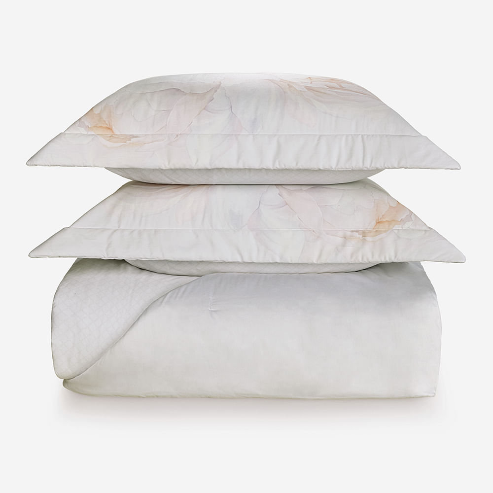 Colcha Queen 2 Porta Travesseiros 300 Fios Cetim 100% Algodão Egípcio Villa Lina