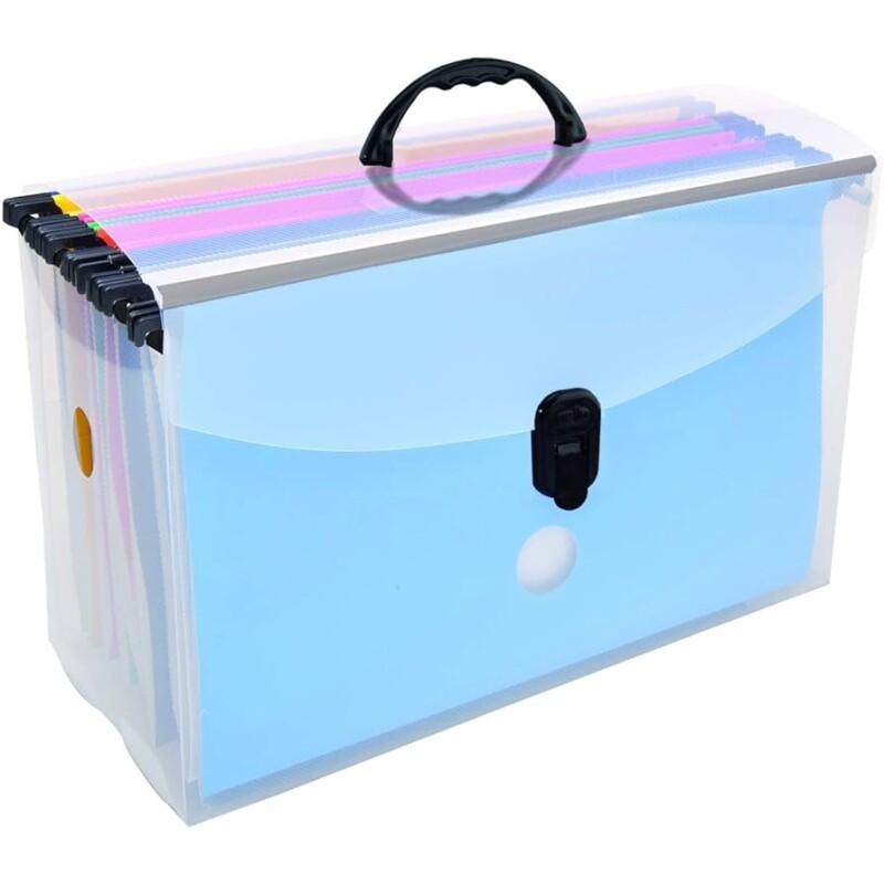 Maleta Arquivo Delloplast com 10 Pastas Suspensas Coloridas Cristal 0319.h Dello