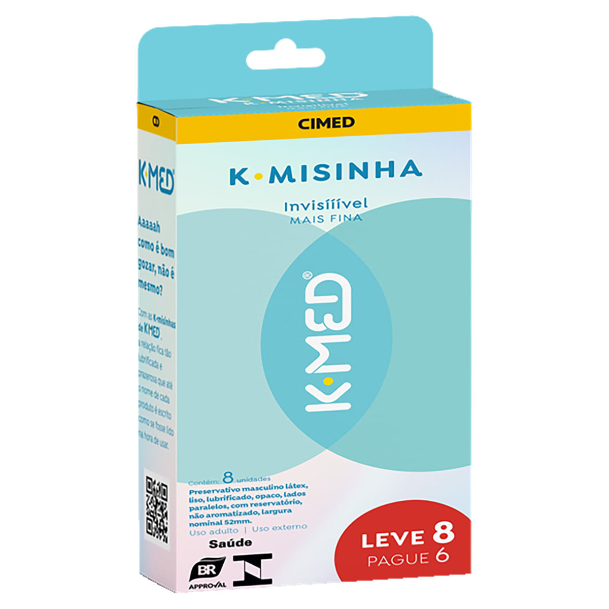 Preservativo K-Med K-Misinha Masculino Lubrificado Invisível Leve 8 Pague 6 Unidades