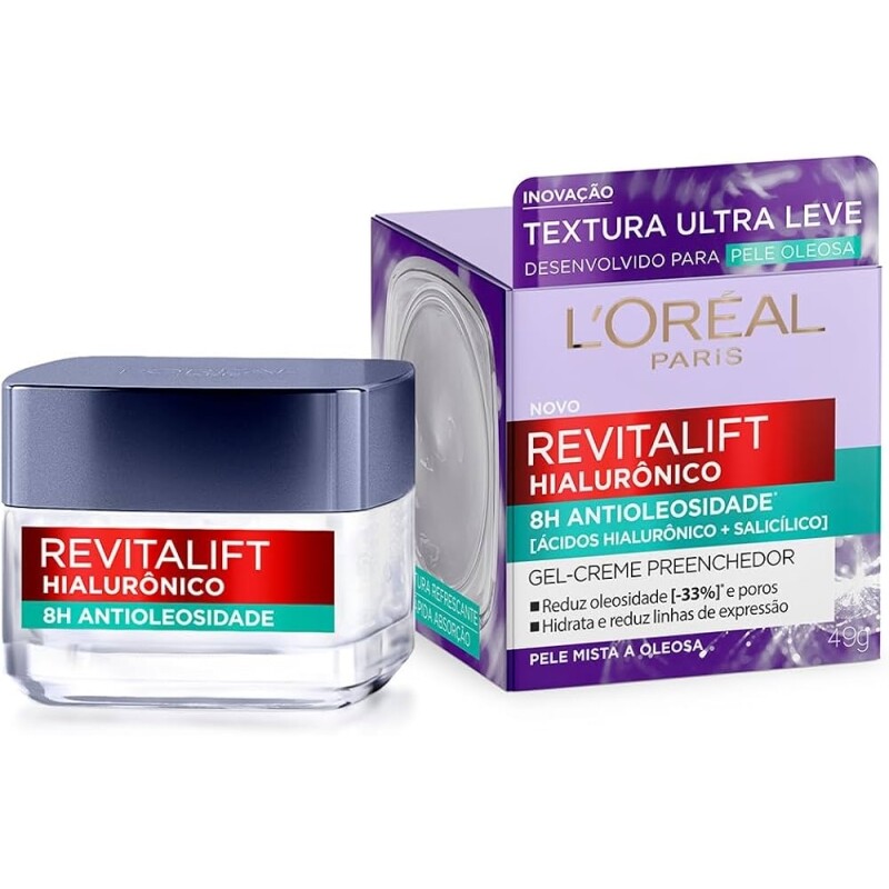 L'Oréal Paris Gel Creme Hidratante Preenchedor Antioleosidade Revitalift Hialurônico 49g