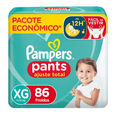 [Leve 5 Cada R$ 27 ]Fralda Pampers Pants Ajuste Total Roupinha XG 86 Unidades